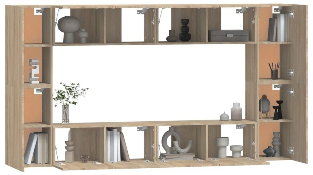 Conjunto móveis de TV 8 pcs madeira processada carvalho sonoma
