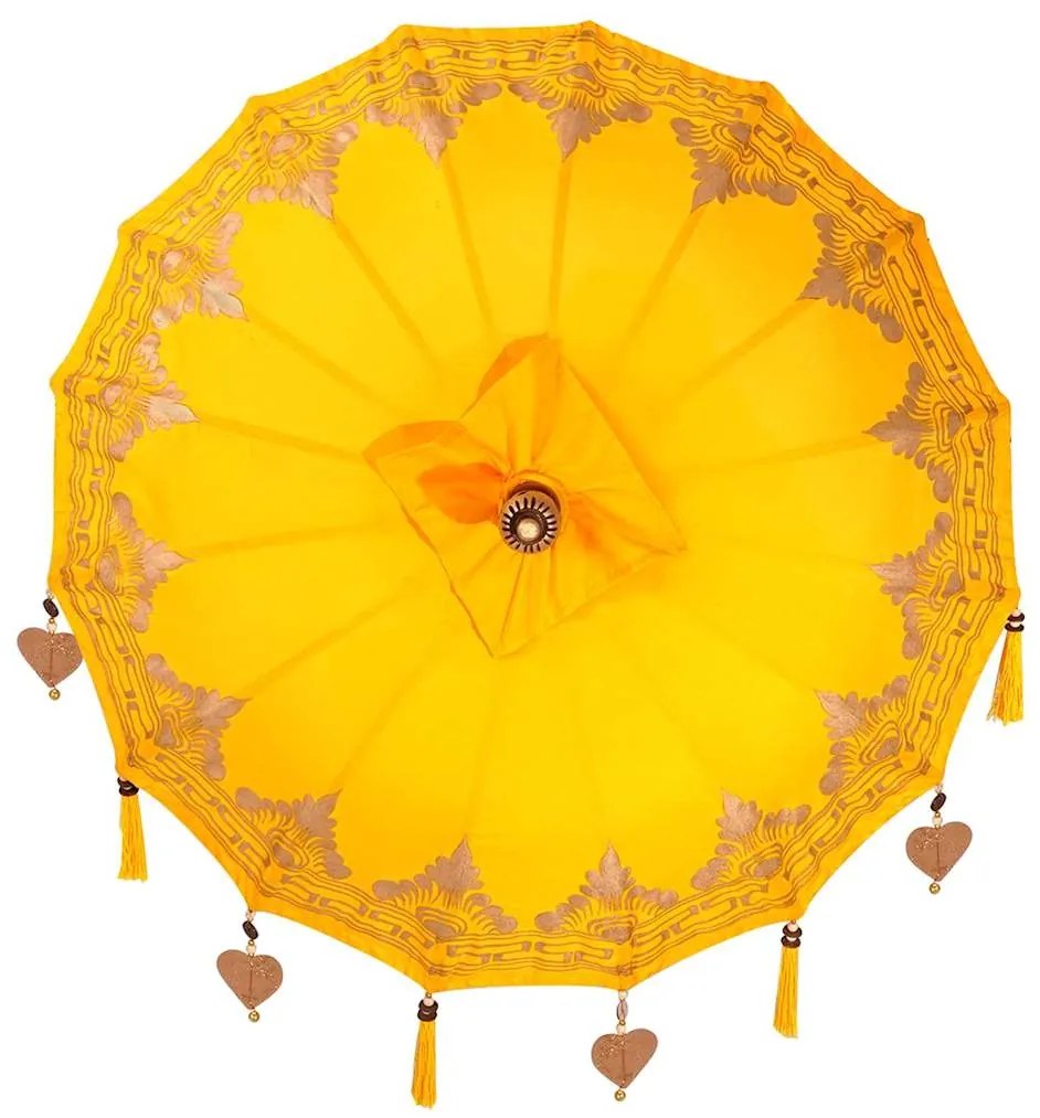 Parasol Balinês Amarelo x 260 cm Algodão e madeira sólida