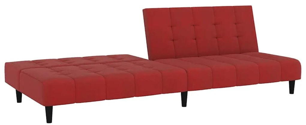 Sofá-cama de 2 lugares veludo vermelho tinto