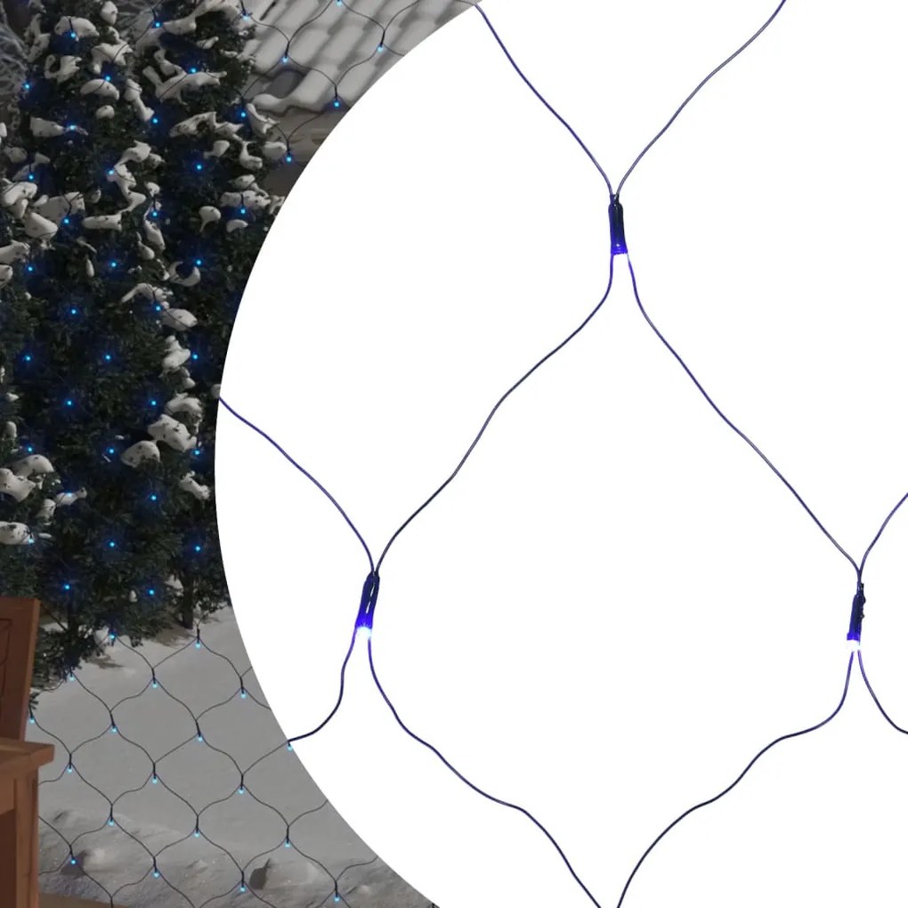 vidaXL Rede luzes de natal 3x2 m 204 luzes LED int/ext azul-claro