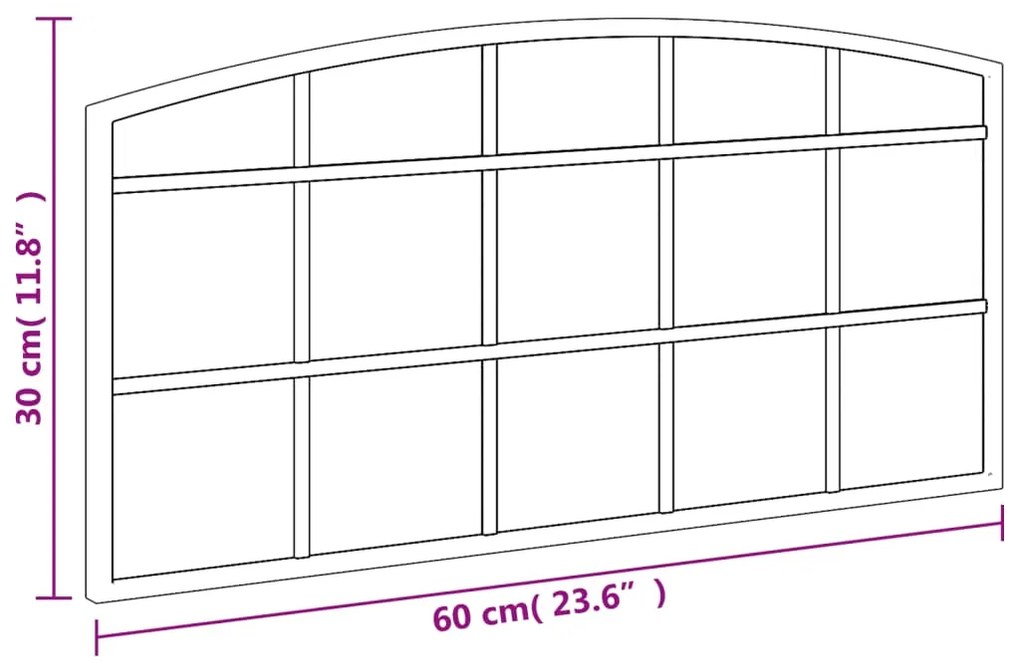 Espelho de parede arqueado 60x30 cm ferro preto