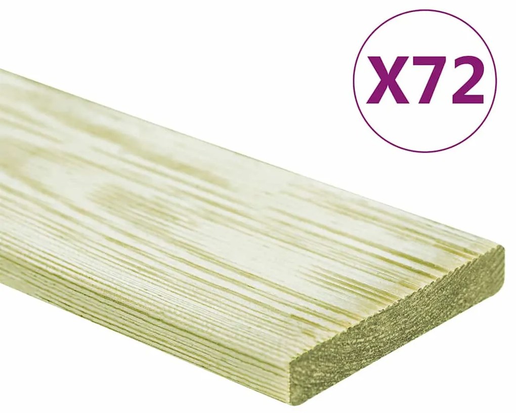 Tábuas de terraço 72 pcs 8,64 m² 1m pinho maciço impregnado