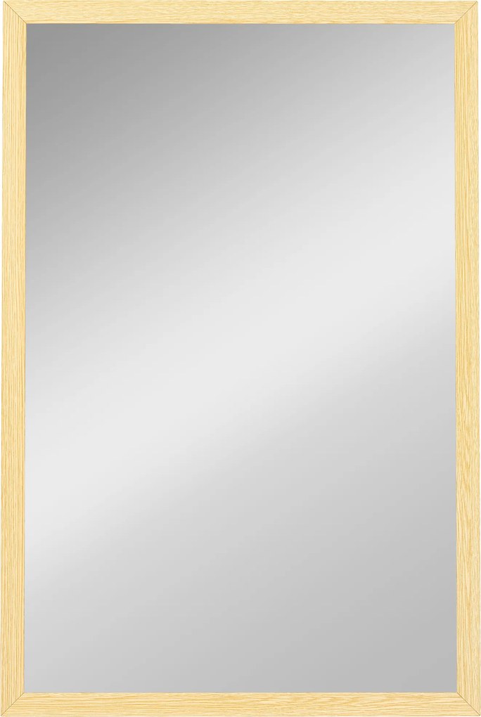 HOMCOM Espelho de parede retangular 60 x 40 cm, moldura em madeira natural, ideal para banheiro, sala ou quarto | Aosom Portugal