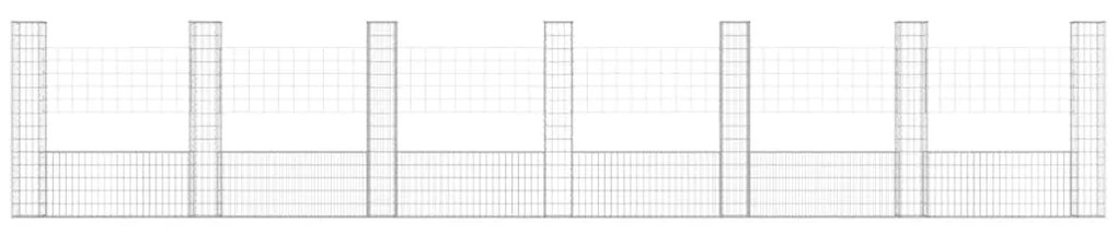 Cesto gabião em forma de U c/ 7 postes 740x20x150 cm ferro