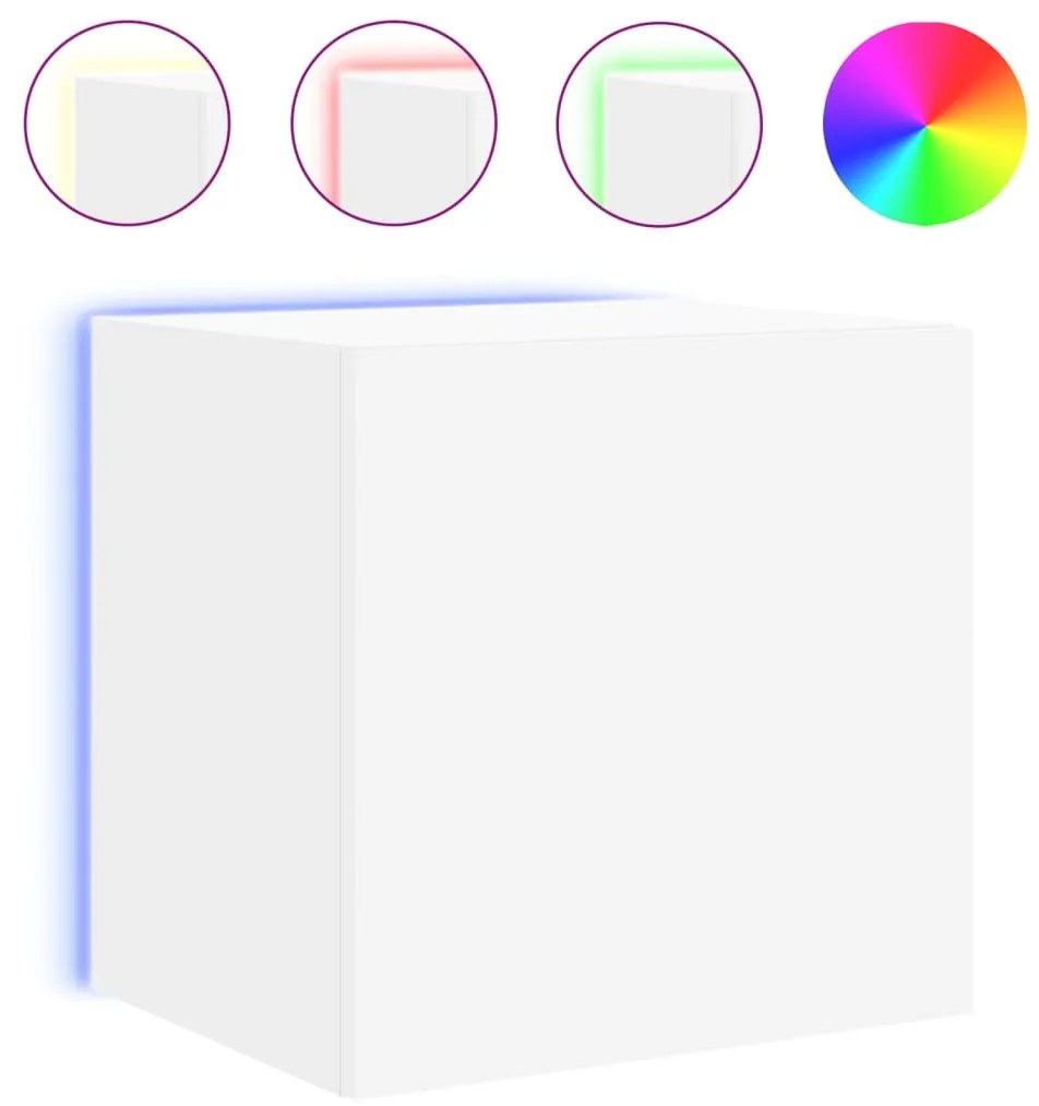 Móveis de parede p/ TV com luzes LED 2 pcs 40,5x35x40 cm branco