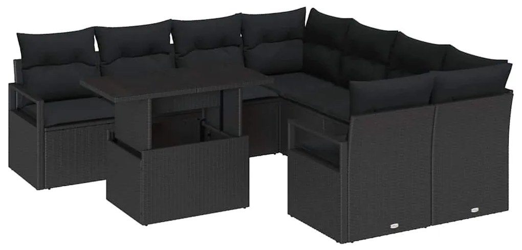 Conjunto de Sofás de Jardim com 9 Peças e Almofadas em Rattan Sintétic
