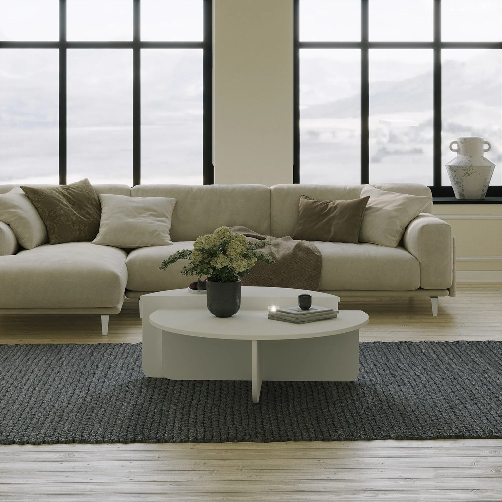 Mesa de Centro Podium – Branco – 90x30x60 cm e 85x35x30 cm