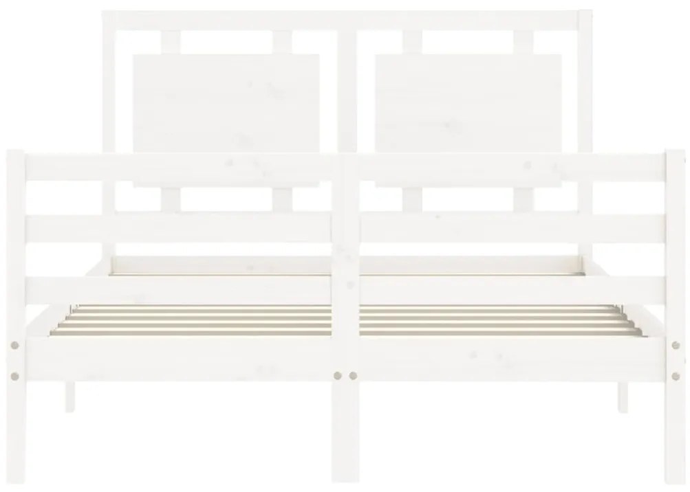 Estrutura de cama com cabeceira 120x200cm madeira maciça branco