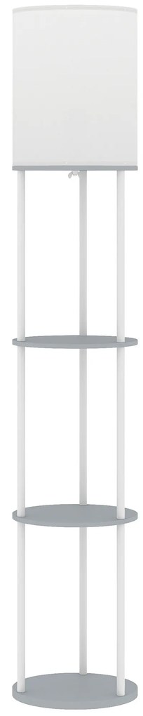 HOMCOM Candeeiro de Pé com Prateleiras 3 Temperaturas de Cor Controlo Remoto e Casquilho E27 Ø29x158 cm Cinzento | Aosom Portugal