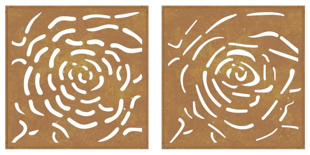 Decorações p/ muro jardim 2 pcs 55x55cm aço corten design rosas