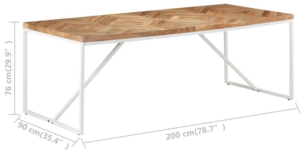 Mesa de jantar 200x90x76 cm madeira acácia maciça e mangueira