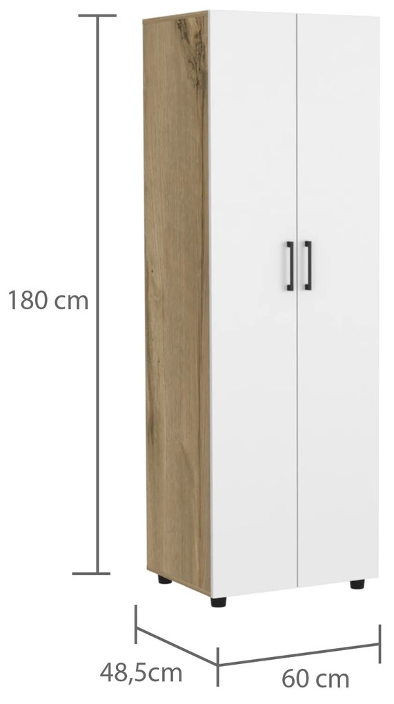 Guarda Roupa com 2 Portas éter, 180 cm a x 60 cm e x 48,5 cm p, branco/duna