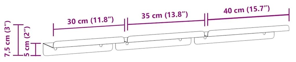 Prateleiras de parede 3 pcs aço inoxidável prateado