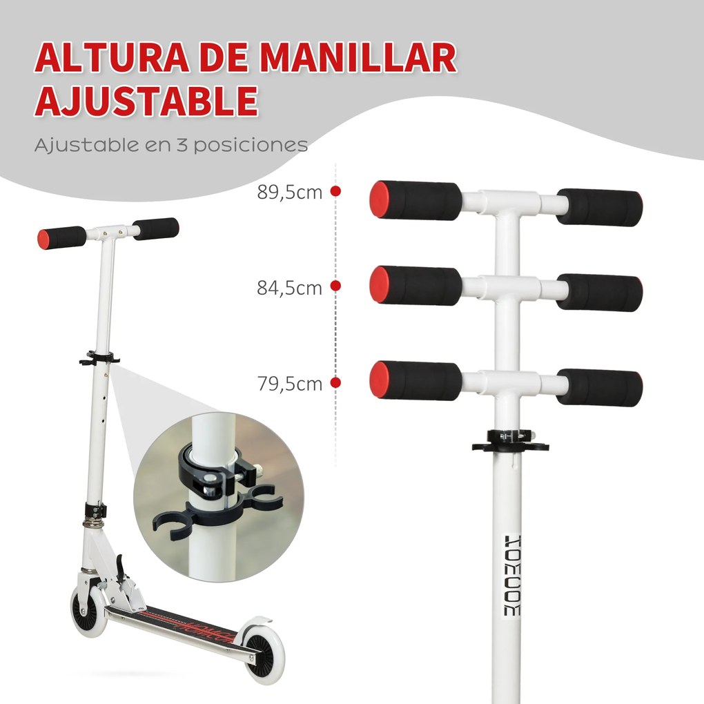 HOMCOM Trotinete para Crianças acima de 3 Anos Dobrável Scooter de 2 R