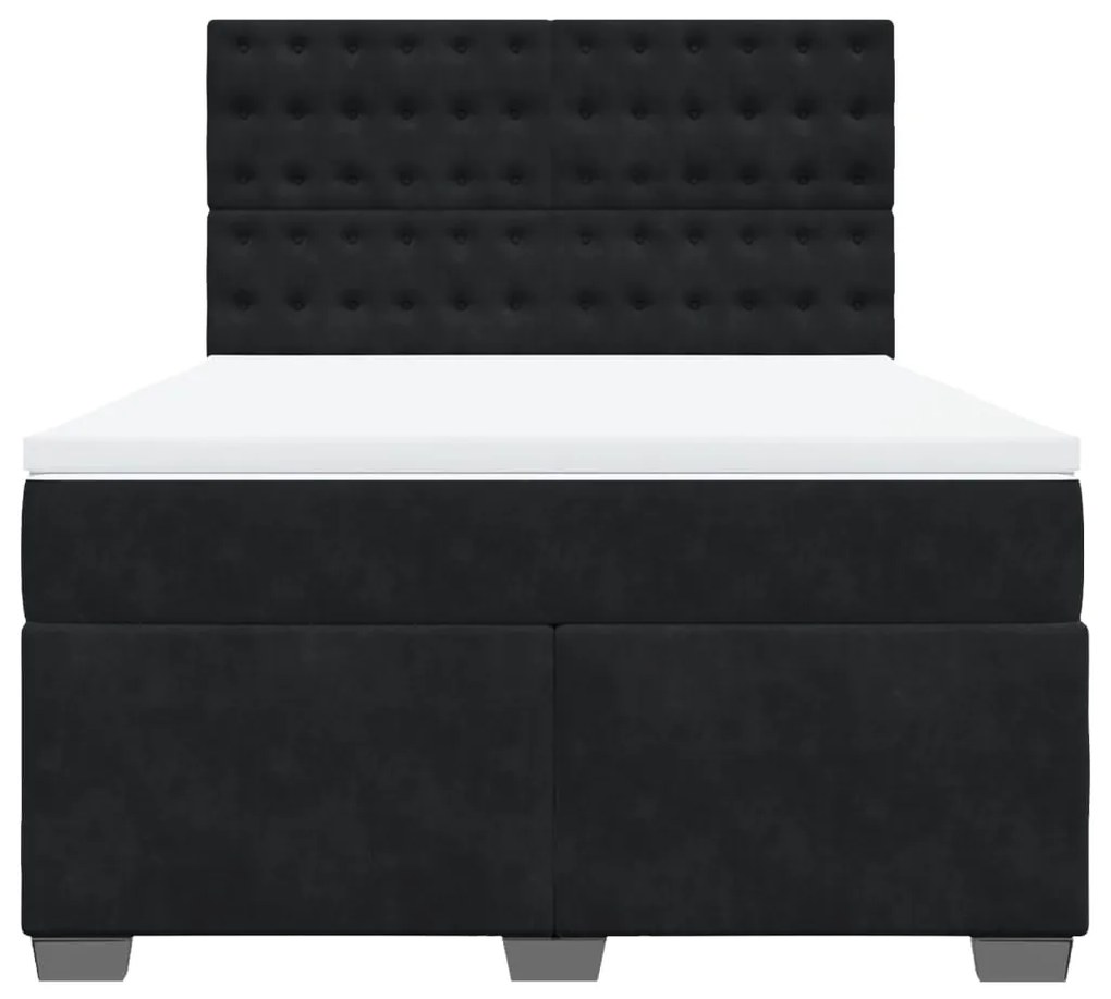Cama com molas/colchão 140x200 cm veludo preto