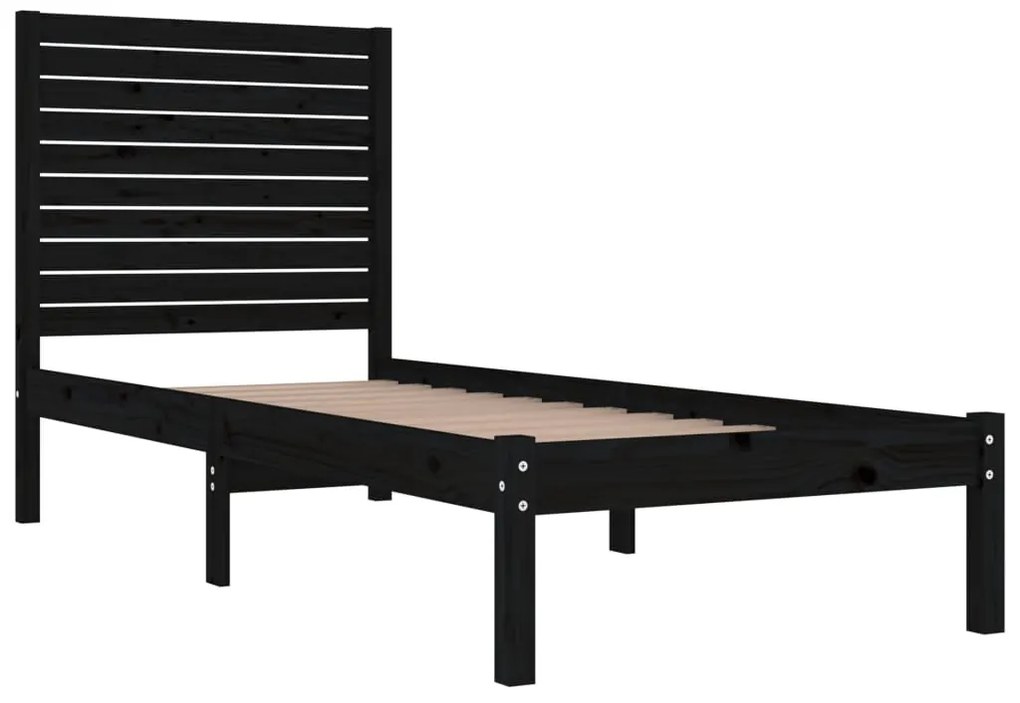Estrutura cama pequena solteiro 75x190 cm madeira maciça preto