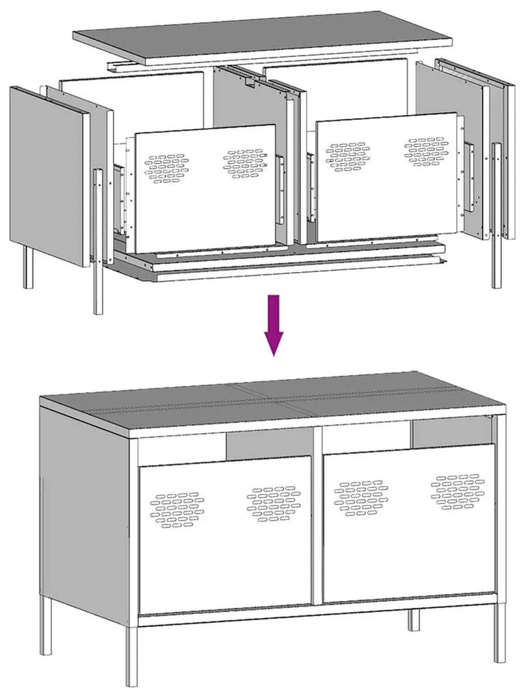 Móvel de TV 68x39x43,5 cm aço laminado a frio branco