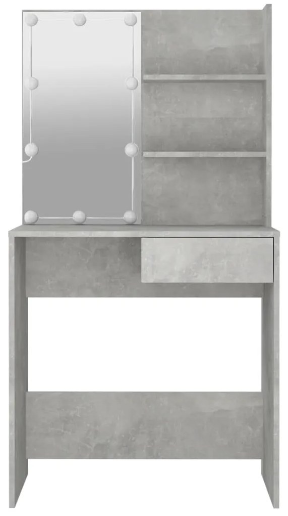 Toucador com LEDs 74,5x40x141 cm cinzento cimento
