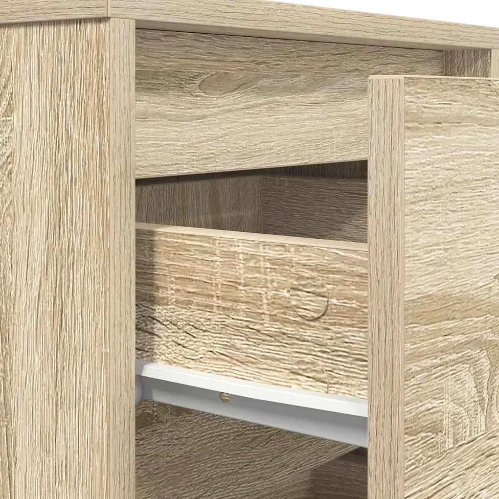 Mesa de cabeceira com luzes LED 38x34x65 cm carvalho sonoma
