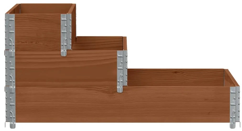Canteiro elevado de 3 níveis 120x80 cm pinho maciço castanho
