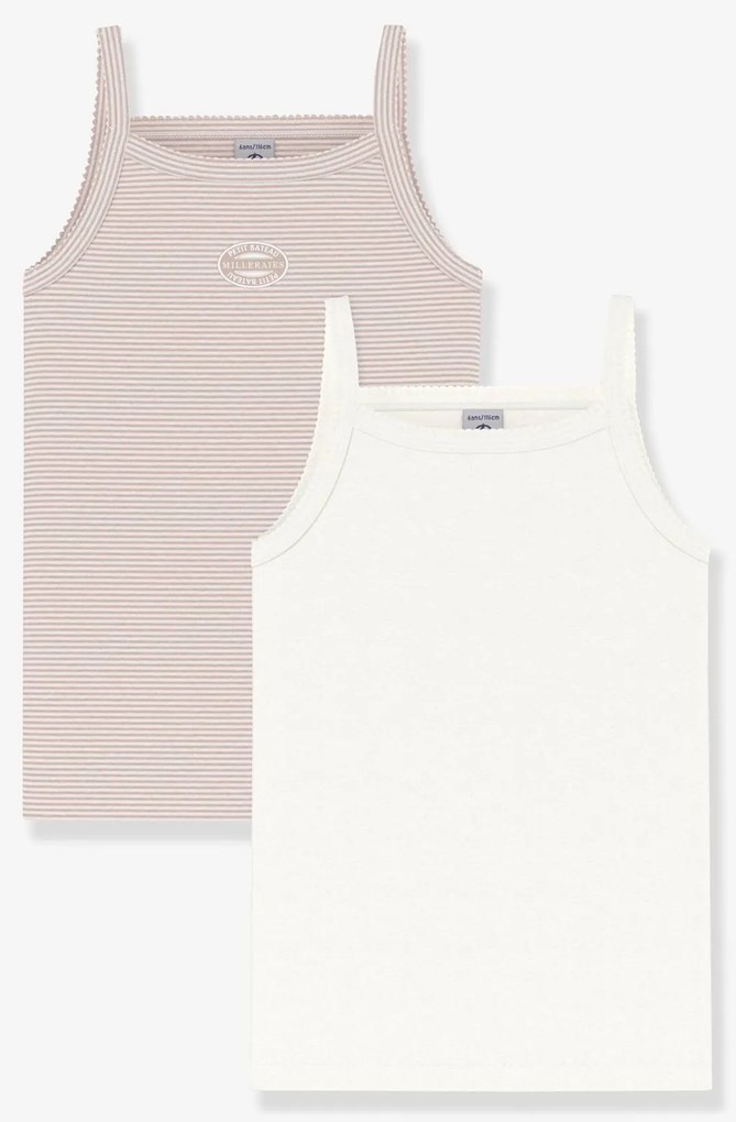 lote de 2 tops de alças finas em algodão Petit Bateau rosa-pálido