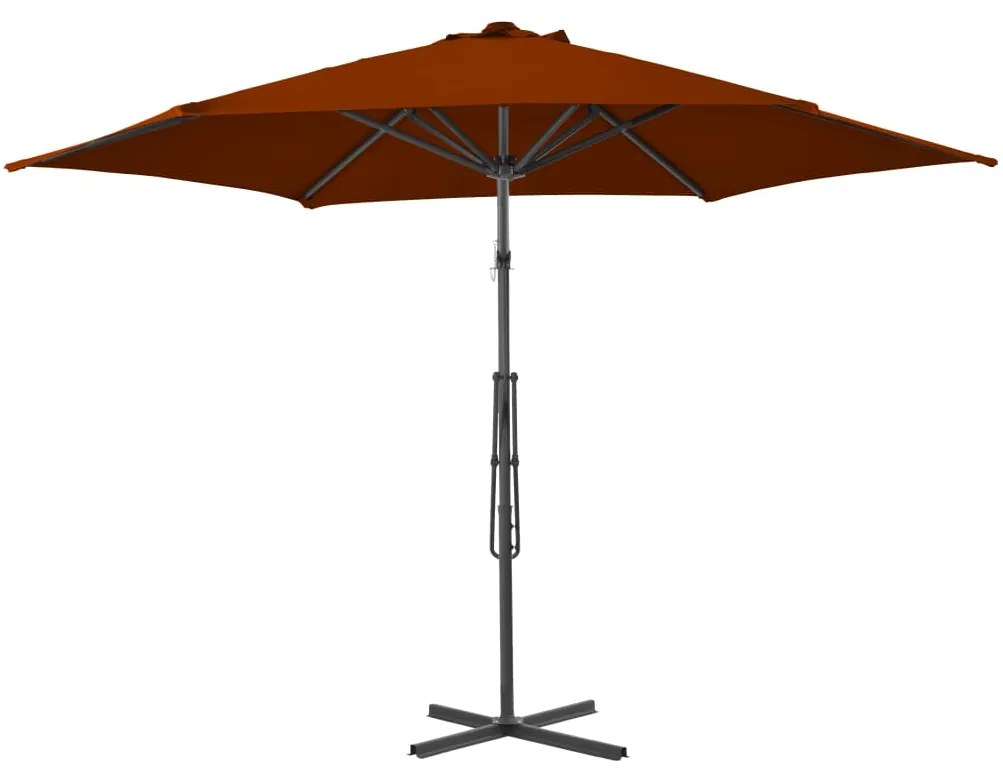 Guarda-sol de jardim com poste de aço 300x230 cm terracota