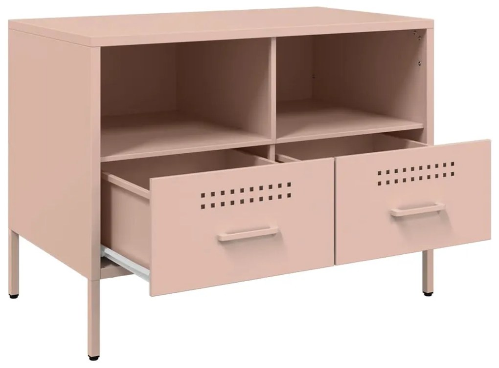 Móveis de TV 2 pcs 68x39x50,5 cm aço laminado a frio rosa