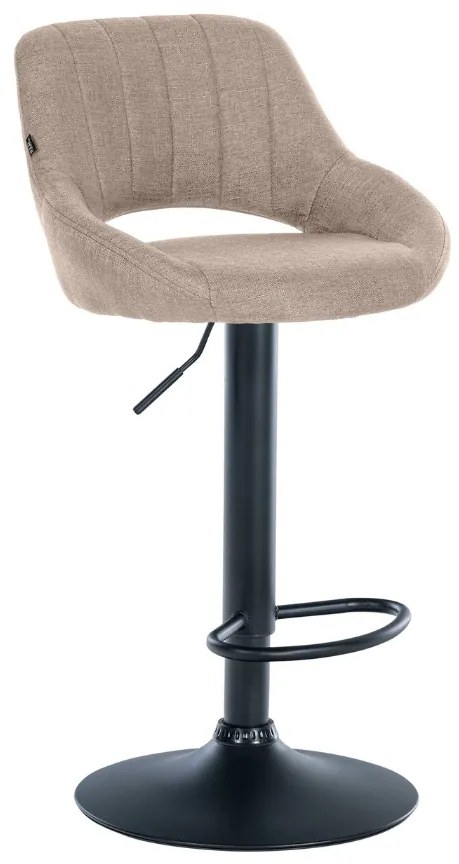 Banco de bar Milet em tecido e com estrutura preta 46,5 x 85-105,5 x 48 cm Castanho acinzentado