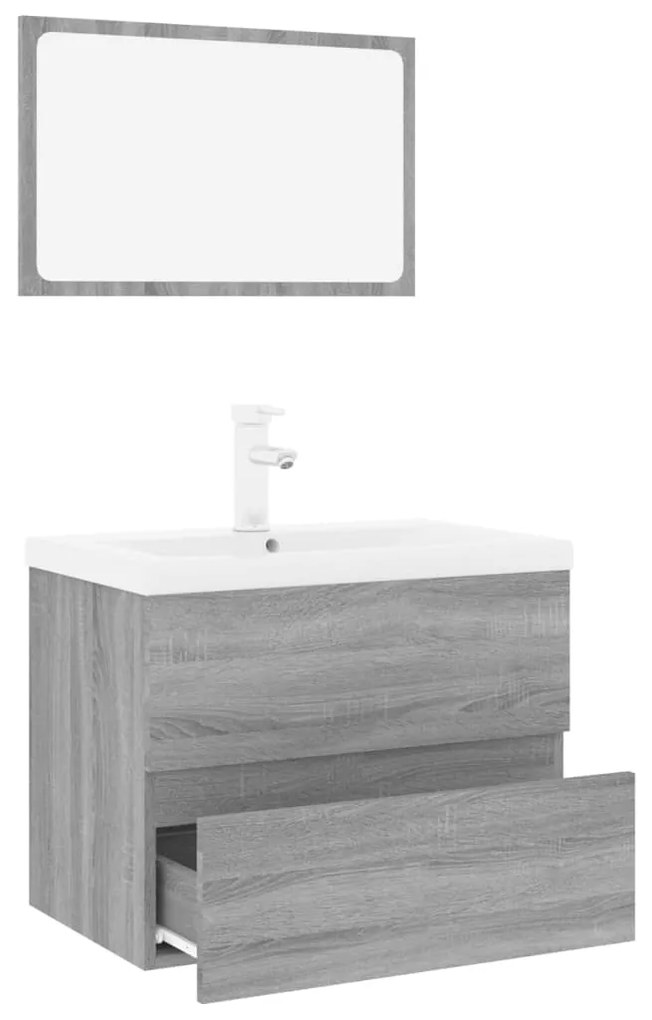 Conjunto móveis casa de banho derivados de madeira sonoma cinza
