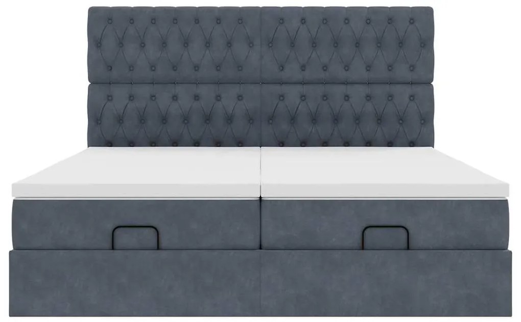 Estrutura cama otomana colchões 180x200 cm cinzento escuro