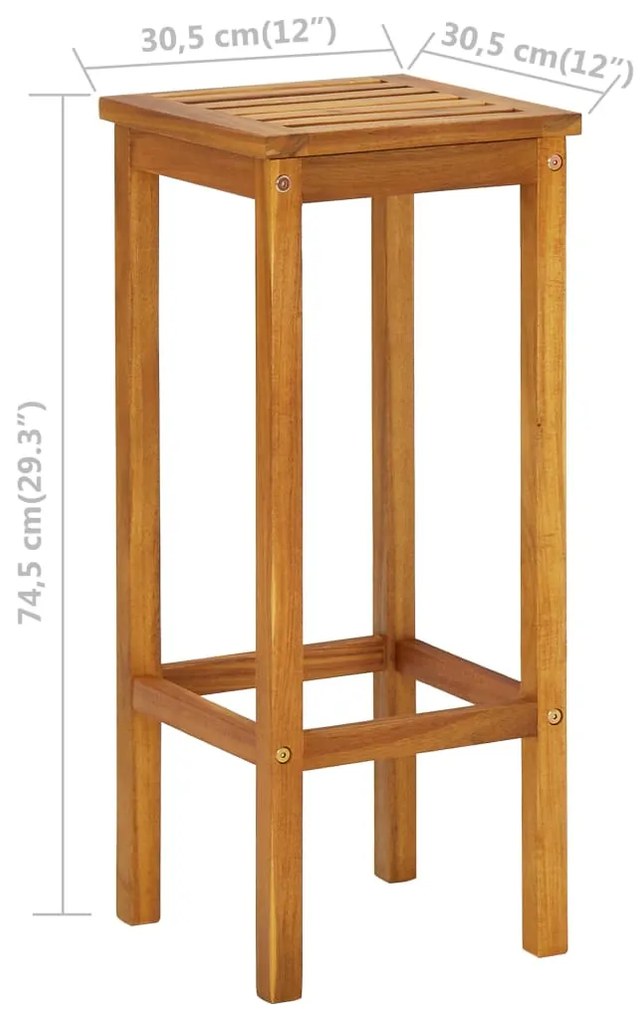 3 pcs conjunto de bar para varanda madeira de acácia maciça
