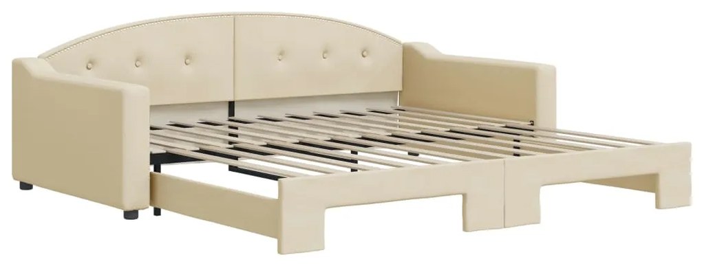 Sofá-cama com gavetão 100x200 cm tecido cor creme