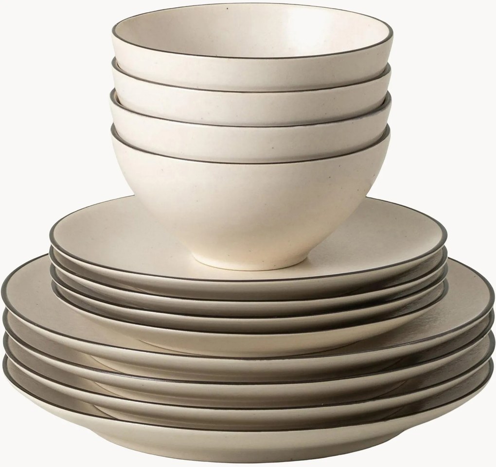 Conjunto de loiça com tigela de sopa Augusta, conjunto de 12