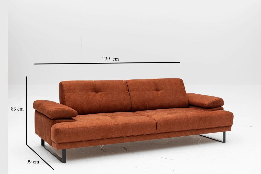 Sofá-cama de 3 Lugares Mustang – Laranja – 239x99x83 cm