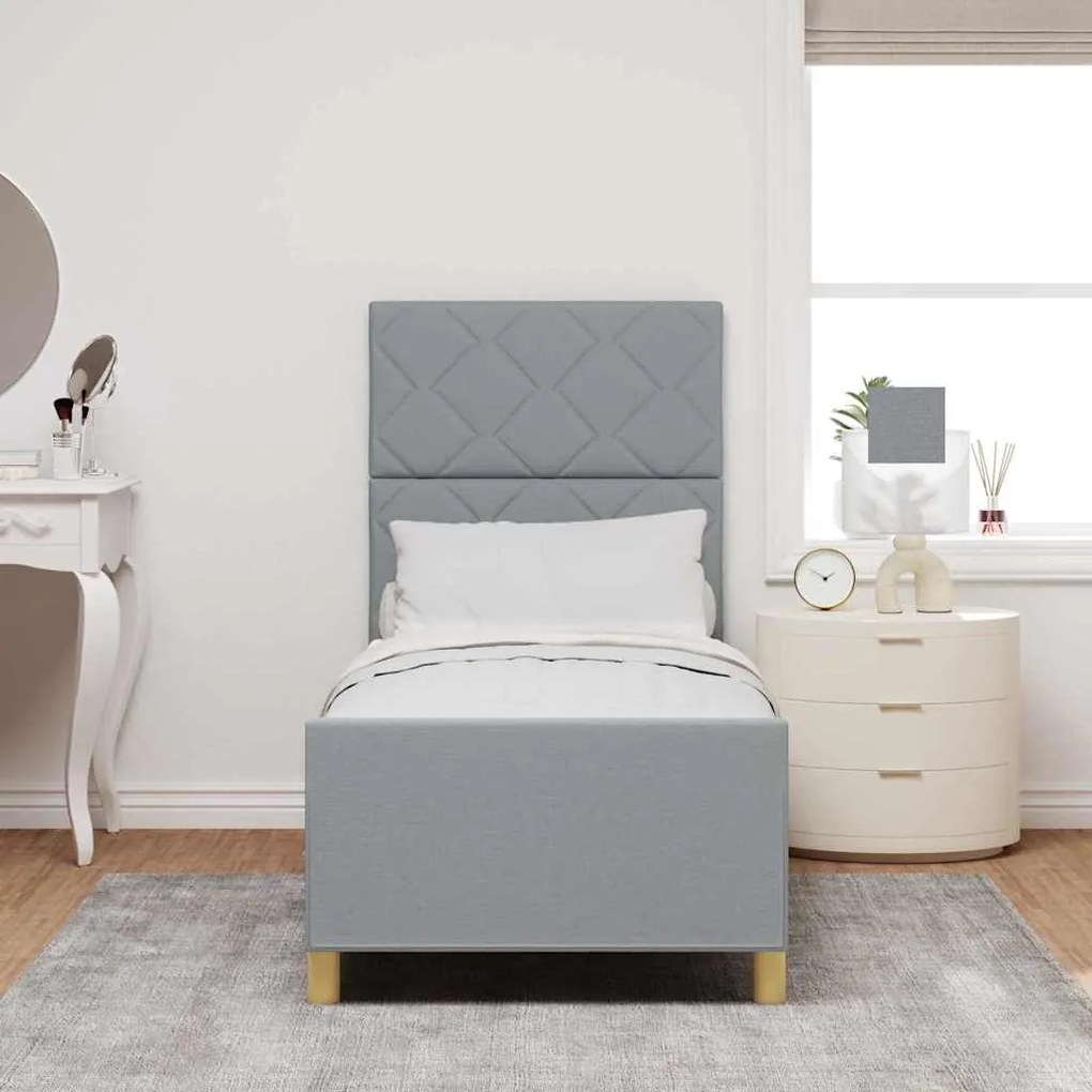 Estrutura de Cama vidaXL Cinzento Claro 80x200 cm Tecido