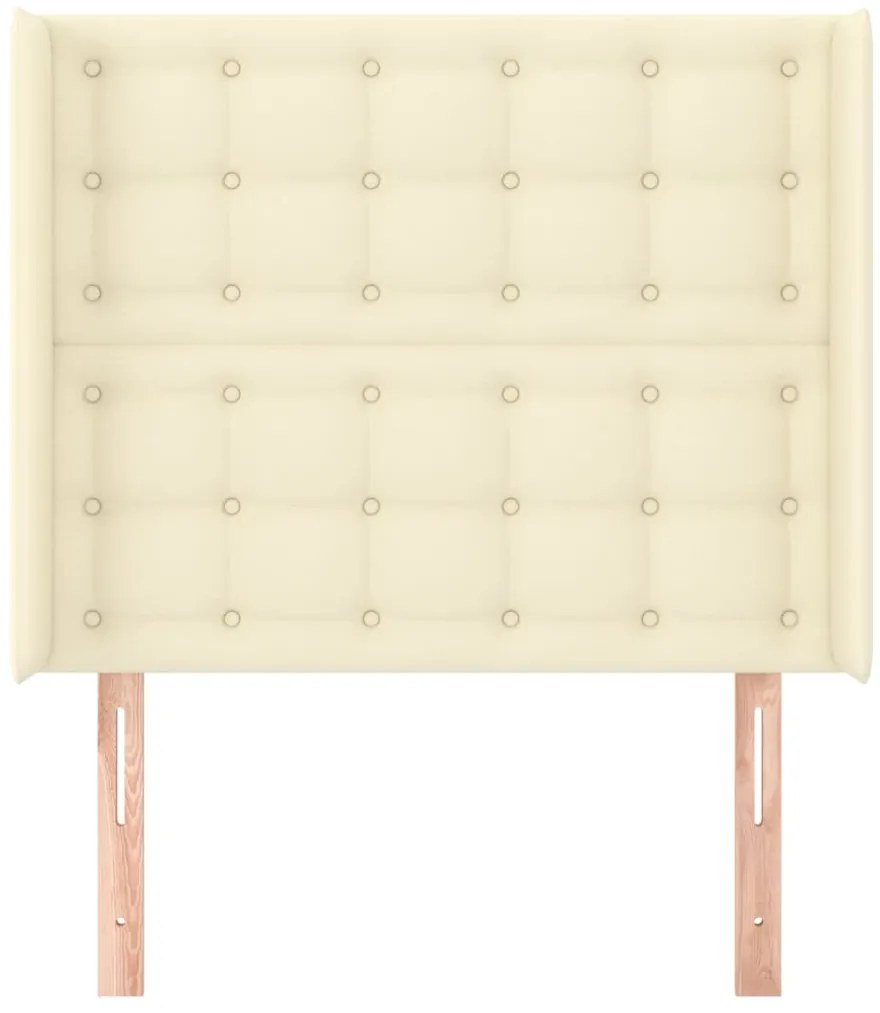 Cabeceira cama c/ abas couro artificial 83x16x118/128 cm creme