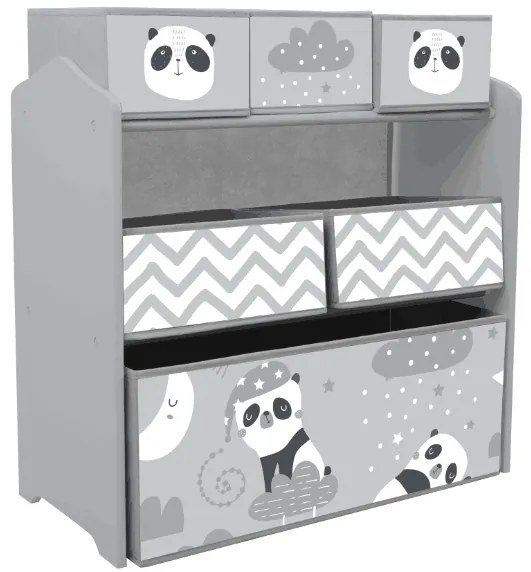 ZONEKIZ Estante Brinquedos 6 Caixas Tecido Amovíveis Organizador Prático 63x30x66 cm Cinza Ideal Quarto Crianças | Aosom Portugal