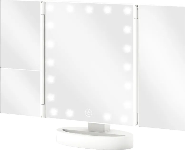 Espelho de Maquilhagem com Luz com Aumento 1x/2x/3x Rotação Livre de 180° 21 Luzes LED 28x12x18 cm Branco