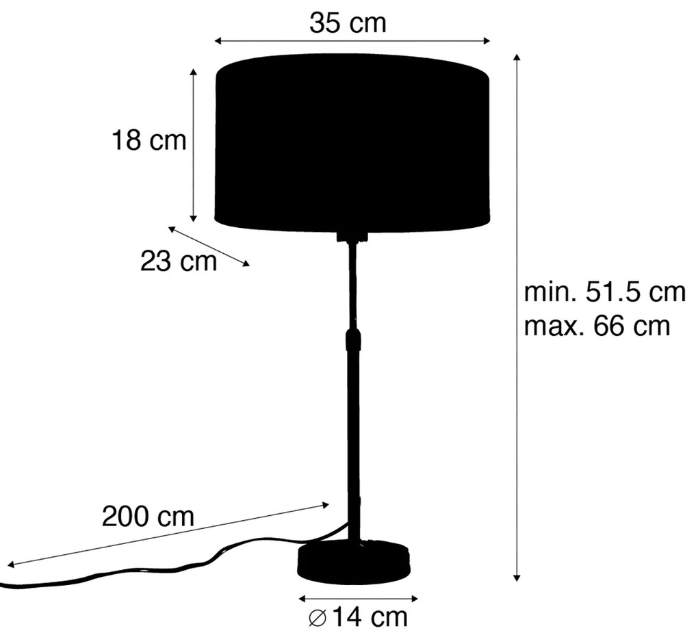 Candeeiro de Mesa Bronze com Abajur Oval de Veludo Verde 35cm - Parte Moderno,Clássico / Antigo