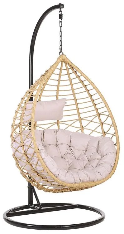 Cadeira suspensa em rattan cor natural e suporte ARSITA Beliani