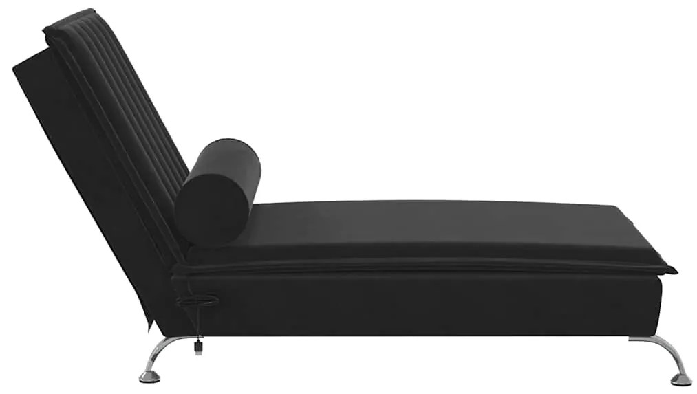 Chaise lounge de massagem com rolo veludo preto