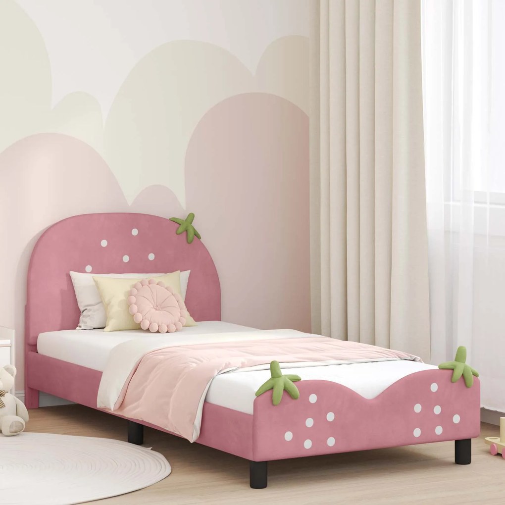 vidaXL Estrutura de Cama Infantil com Cabeceira Rosa 80 x 200 cm