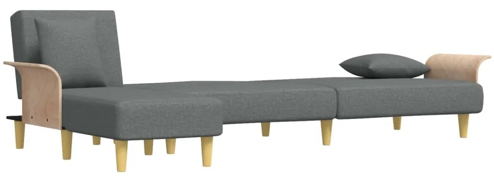Sofá-cama em forma de L 279x140x70 cm tecido cinzento-escuro