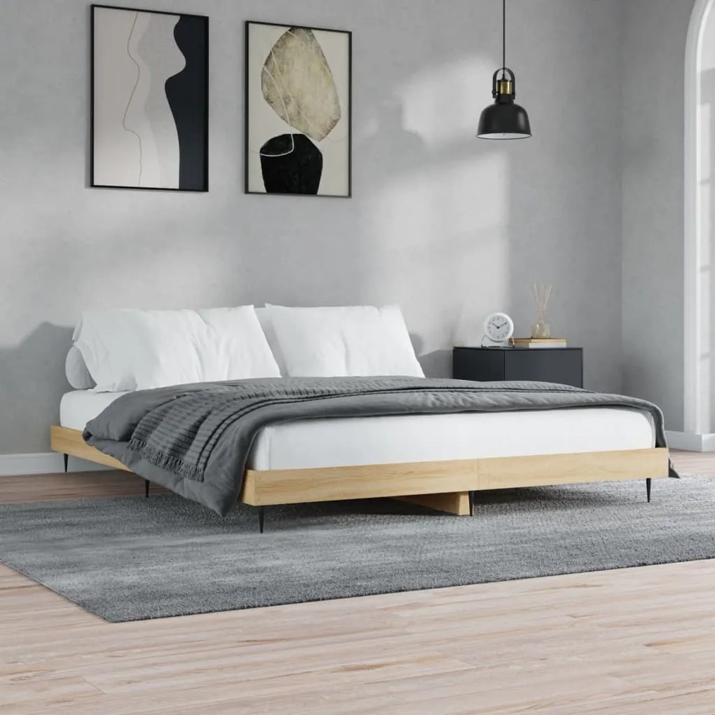 vidaXL Estrutura de cama sem colchão 200x200 cm carvalho sonoma