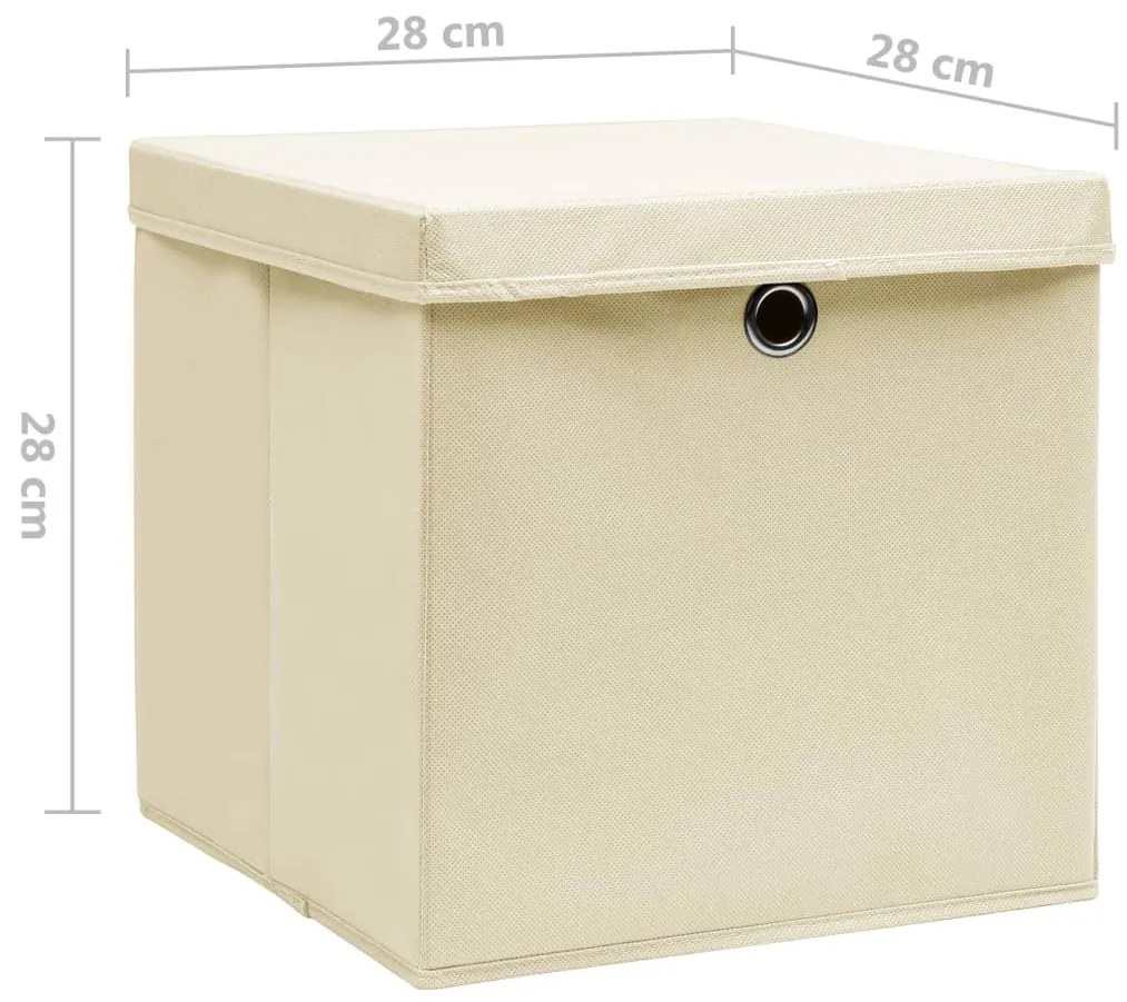 Caixas de arrumação com tampas 4 pcs 28x28x28 cm creme