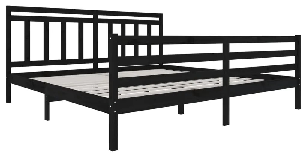 Estrutura de cama 200x200 cm madeira maciça preto