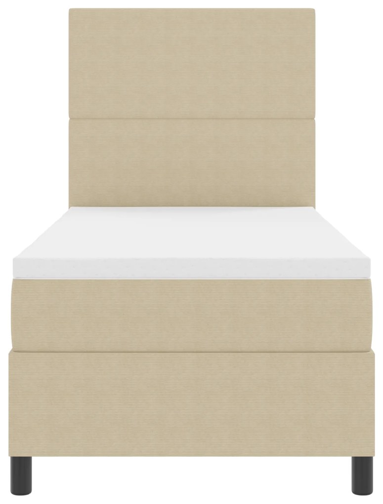 Cama Box Spring com Colchão Bege Claro 100x200 cm Tecido de Corduroy