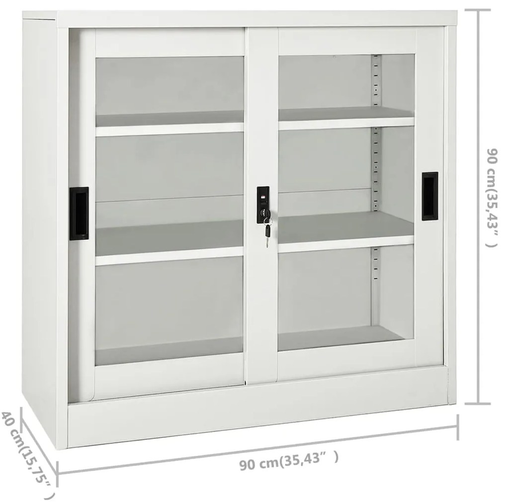 Armário com porta deslizante aço 90x40x90 cm cinzento-claro