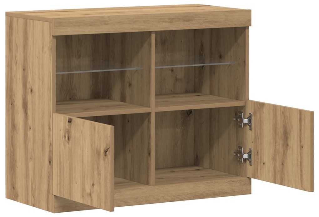 Buffet com Luzes LED Carvalho Artesanal 81x37x67 cm