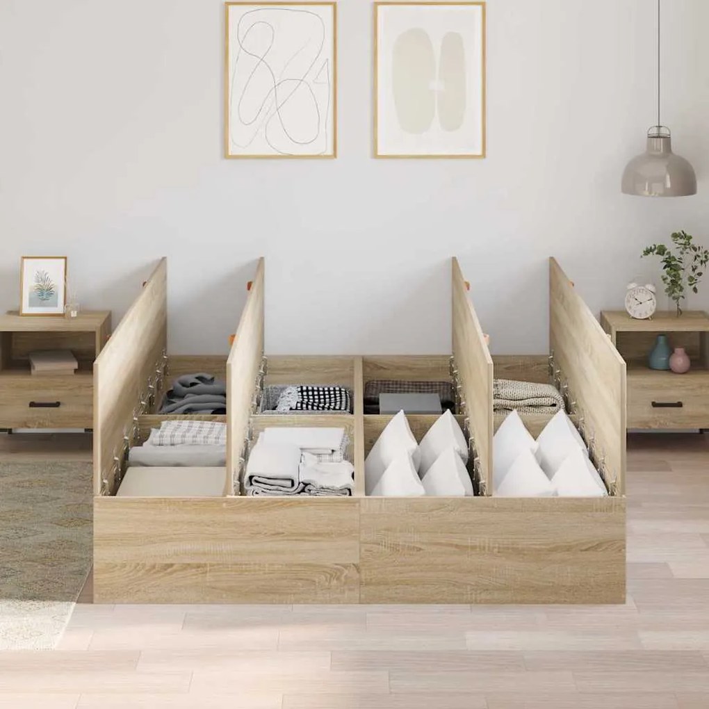 Cama de Armazenamento em Carvalho Sonoma 160x200 cm